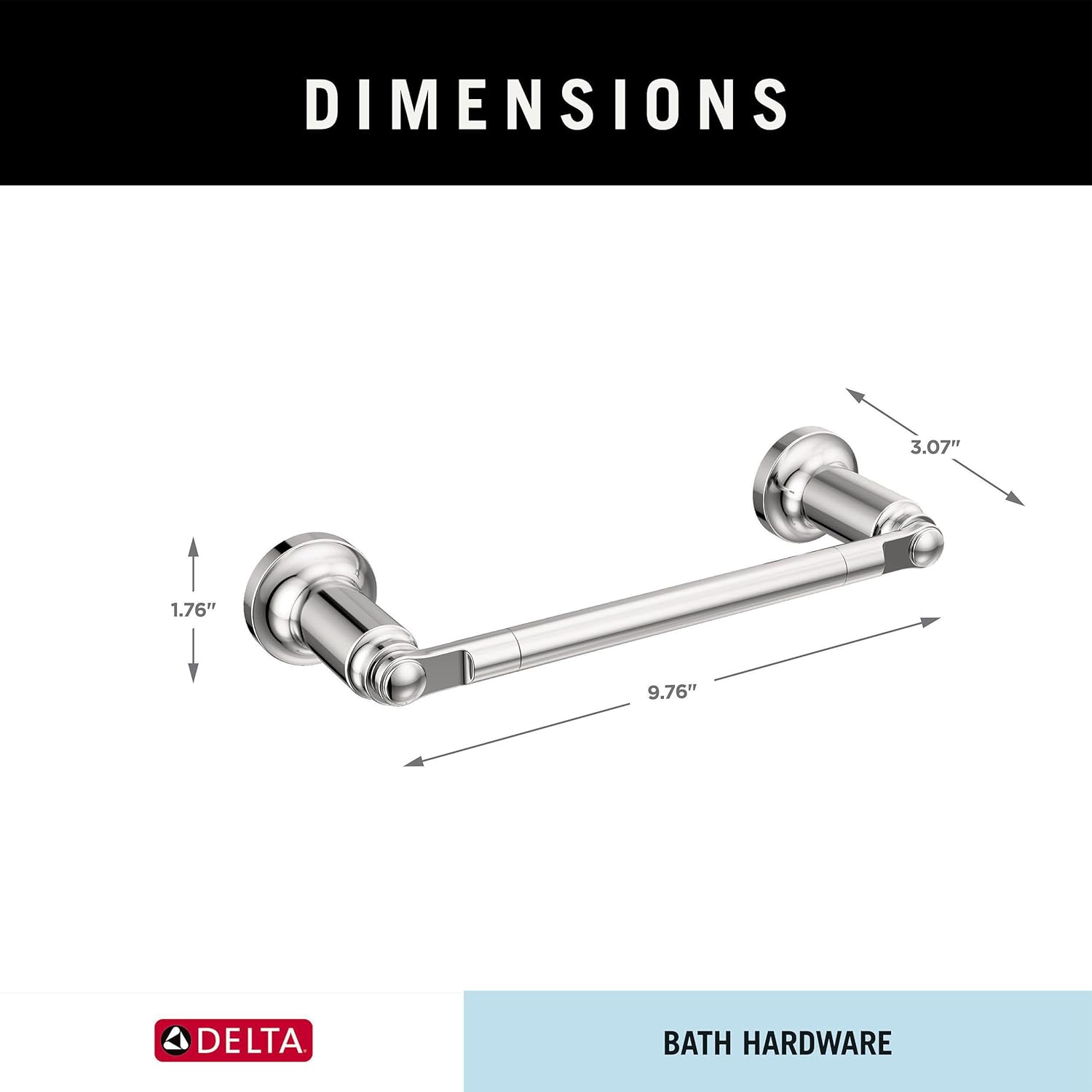 Delta Saylor (1-Pack) 8'' Towel Rack for Bathroom Polished Chrome Towel Bar for Bathroom Wall Hand Towel Holder Rod Wall Mounted Kitchen Towel Holder 73508