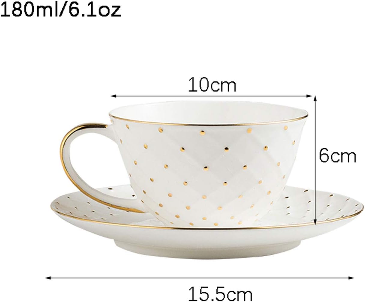 マグカップ ボーンチャイナエスプレッソカップ - 6.1オンスのデミタスカップとソーサー磁器カプチーノカップラテ、コーヒー、ティー、