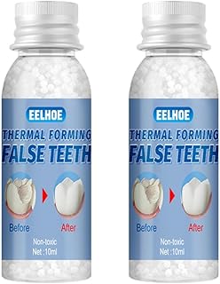 Pack of 2 Tooth Repair Granules, Moldable False Teeth Thermal Beads, Temporary Tooth Repair Kit, Temporary Tooth Replacement Kit, Cavity Filler for Teeth, Moldable False Teeth (10ml)
