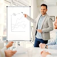 Vista 5 de VIZ-PRO ECO Magnetic Mobile Whiteboard, 36 X 24 Inches, Easel Flipchart Stand Rolling Dry Erase Board with Paper Pads