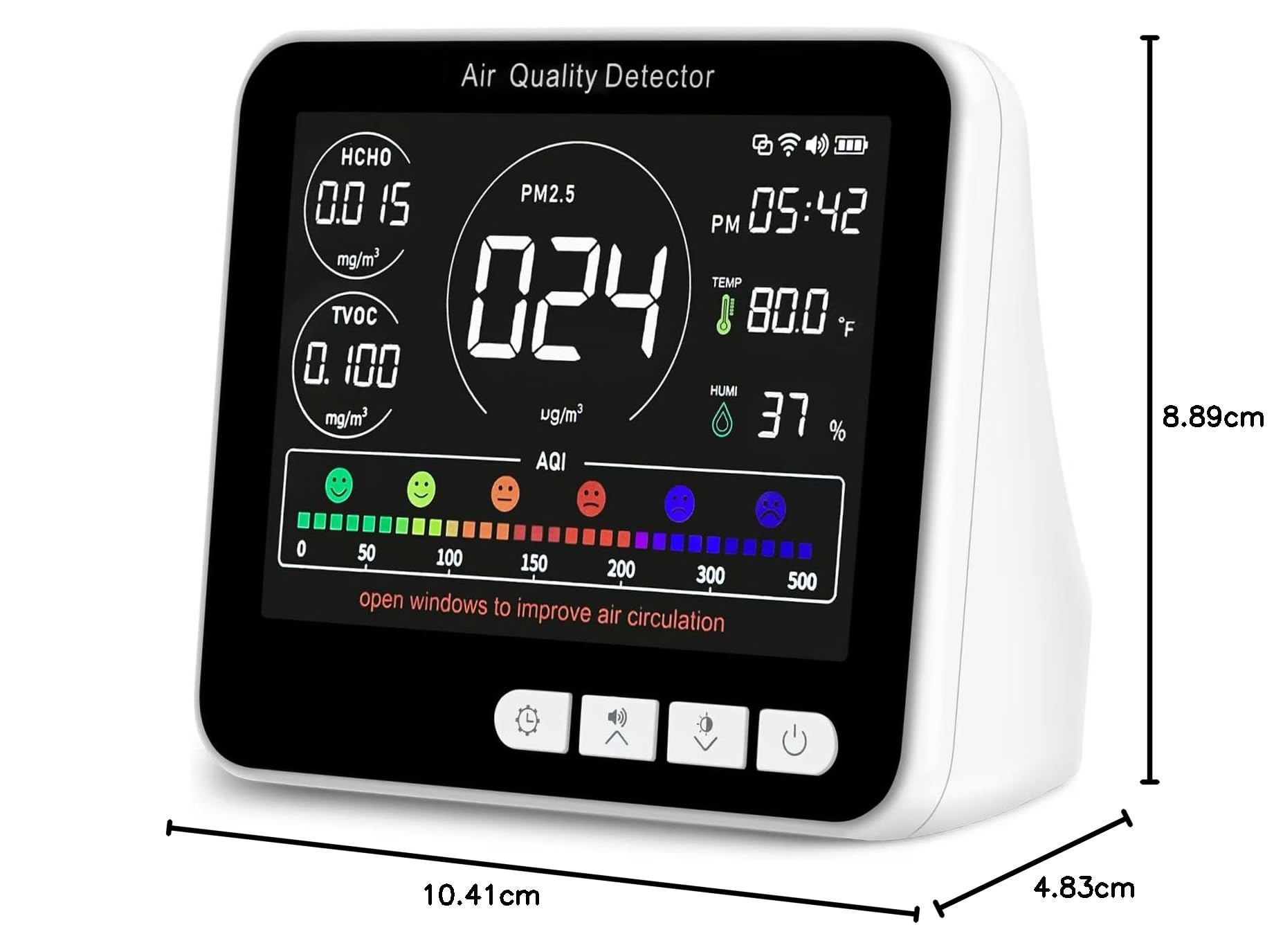 Medidores de Calidad de Aire Interior, 9 In1 Air Quality Monitor, PM1.0, PM2.5, PM10, HCHO, TVOC, AQI, Time, Temperature, Humidity, Indoor Detects