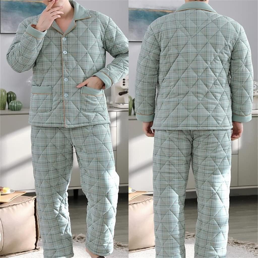 Middle-aged Suit Cotton Pajamas For Men In Winter With Three Layers Of Thick Home Clothes And