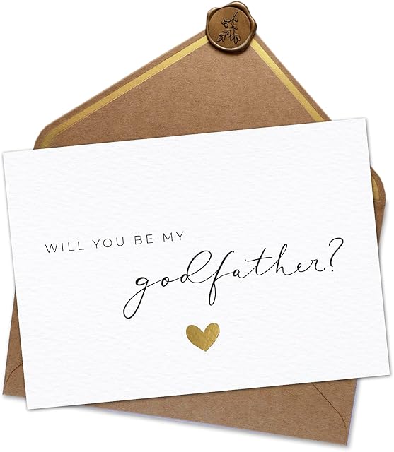 JoliCoon Will you be my godfather card with luxery envelope and wax seal - Godfather proposal