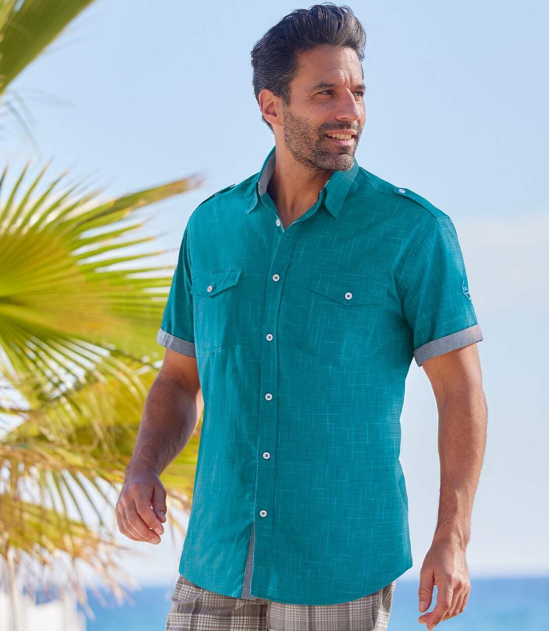 ATLAS FOR MEN - Chemise Légère Homme - Manche Courte - Chemisette d'été - Disponible en Grandes Tailles du M au 5XL