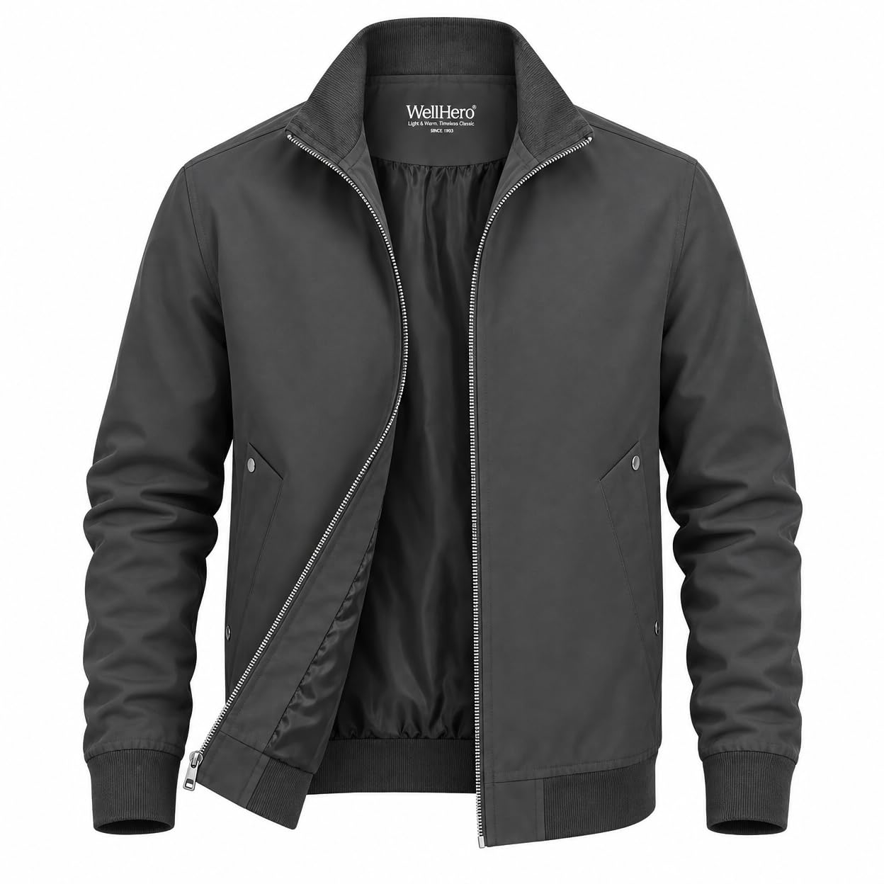 Wellhero Men's Casual Jacket Lightweight Zip Up Bomber Jacket