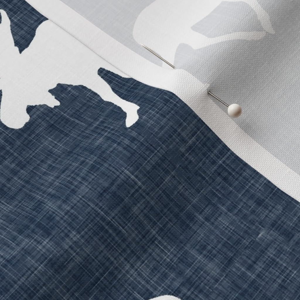 Spoonflower Fabric - Moose Navy Dark Blue Elk Woodland Trendy Printed on Petal Signature Cotton Fabric by The Yard - Sewing Quilting Apparel Crafts Decor