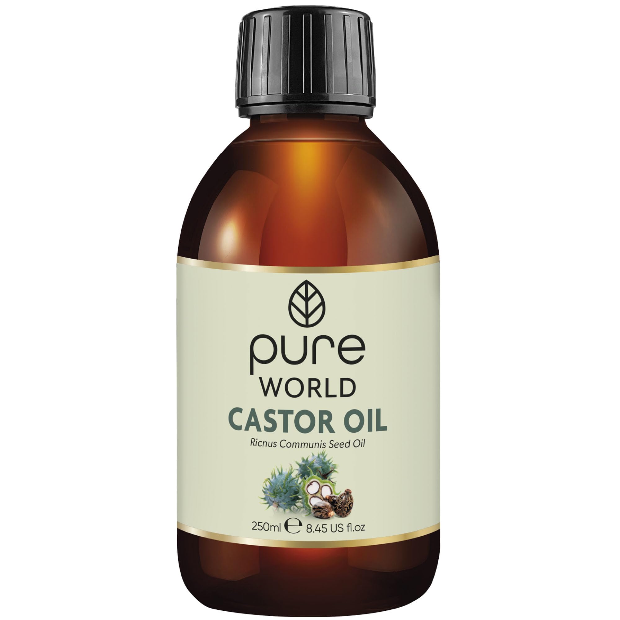 Pure World Natural Castor Oil 250ML Cold & Freshly Pressed 100% Pure and Undiluted Hexane Free Nourish Your Skin and Hair Eyebrows, Nails, Beard, Hair, Eyelash Growth Food Grade