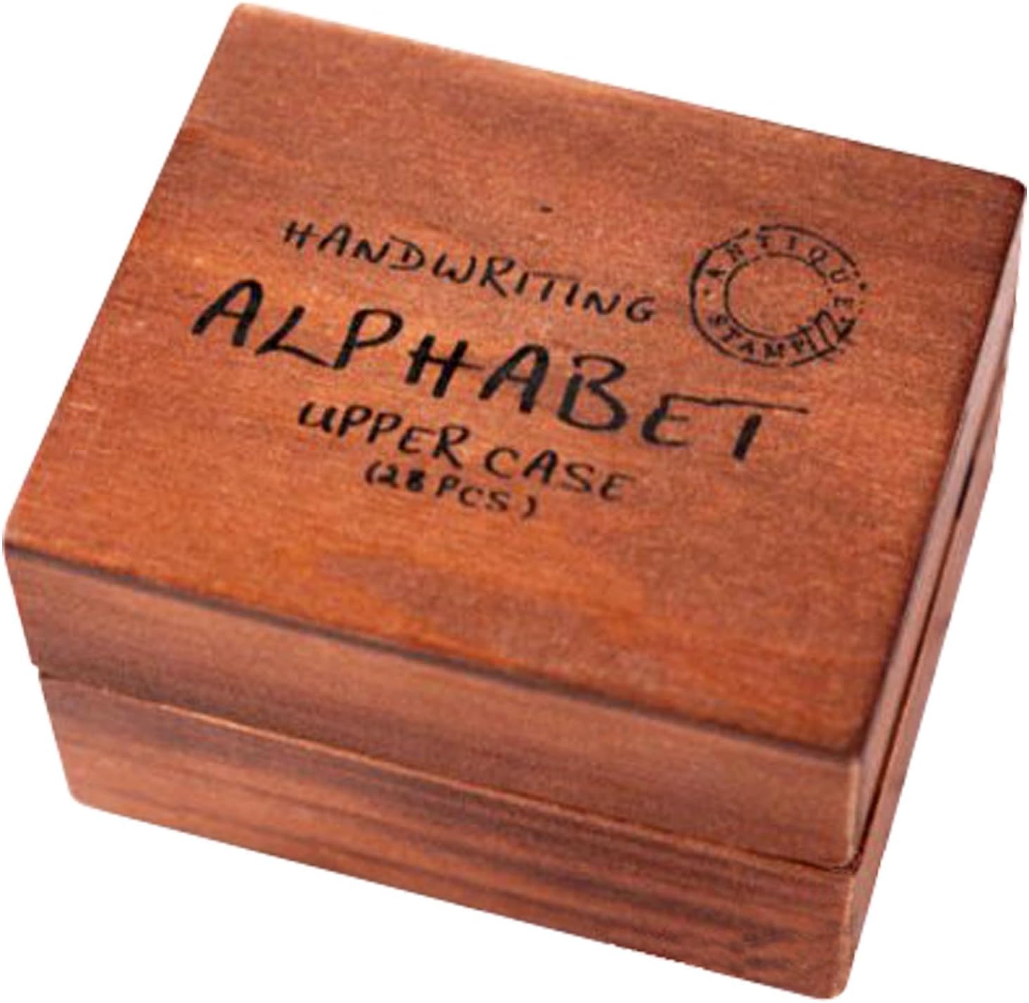 DEAD SKIN Handwriting Style Wooden Alphabet Stamps Set, 28pcs Uppercase Letters with Vintage Wooden Storage Box, DIY Scrapbooking, Card Making, Journaling (A–Z, Capital Letters)