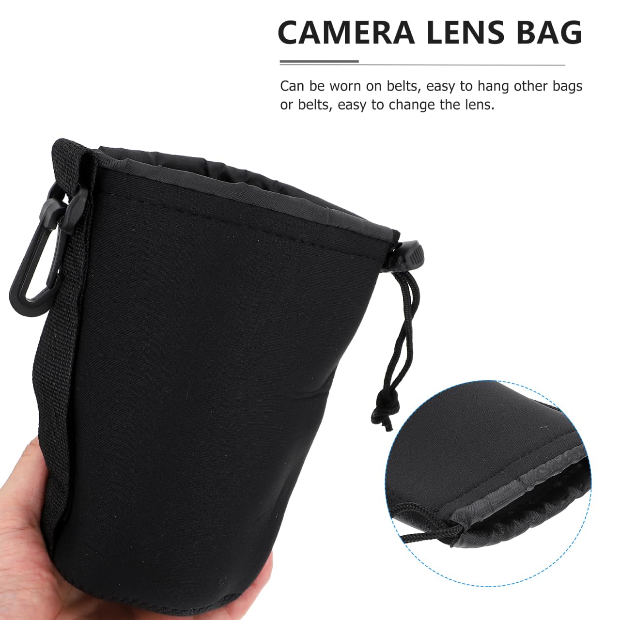 Gadpiparty Torba na obiektyw aparatu Wish Lens Pouch etui na obiektyw aparatu fotograficznego Wide Machine obiektyw aparatu torba do przechowywania obiektywu aparatu akcesoria czarna, czarny