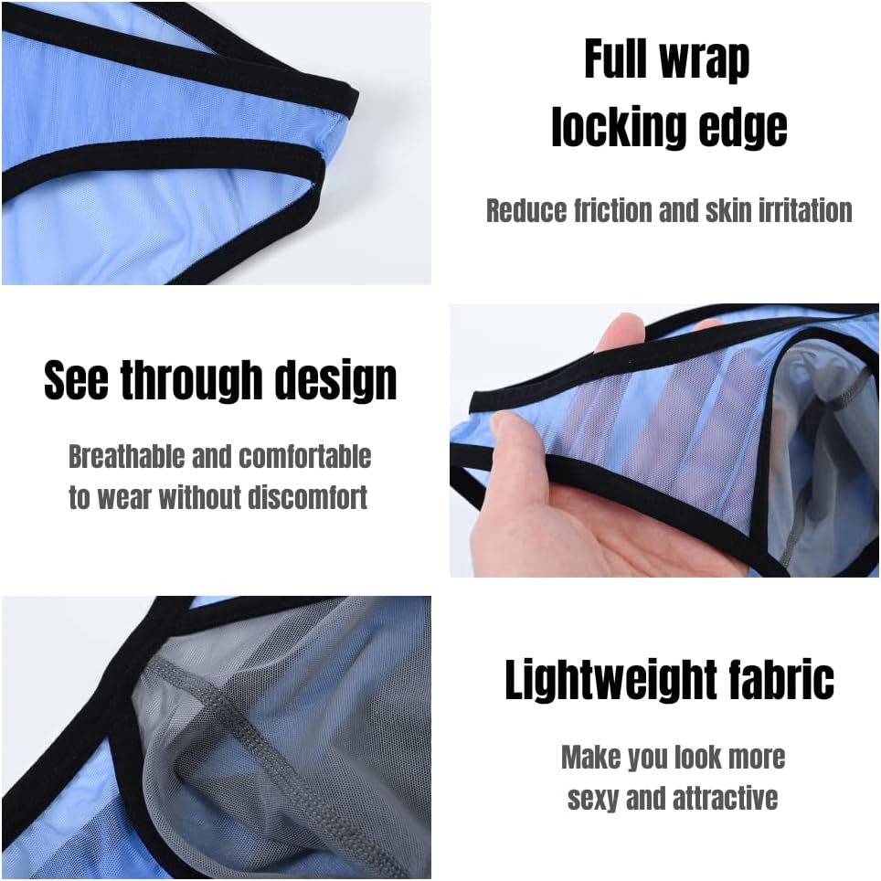 ZONBAILON Mens Mesh Sexy Sheer See Through Boxer Briefs Bulge Enhancing Pouch Trunks Underwear Pack M L XL 2XL 3XL