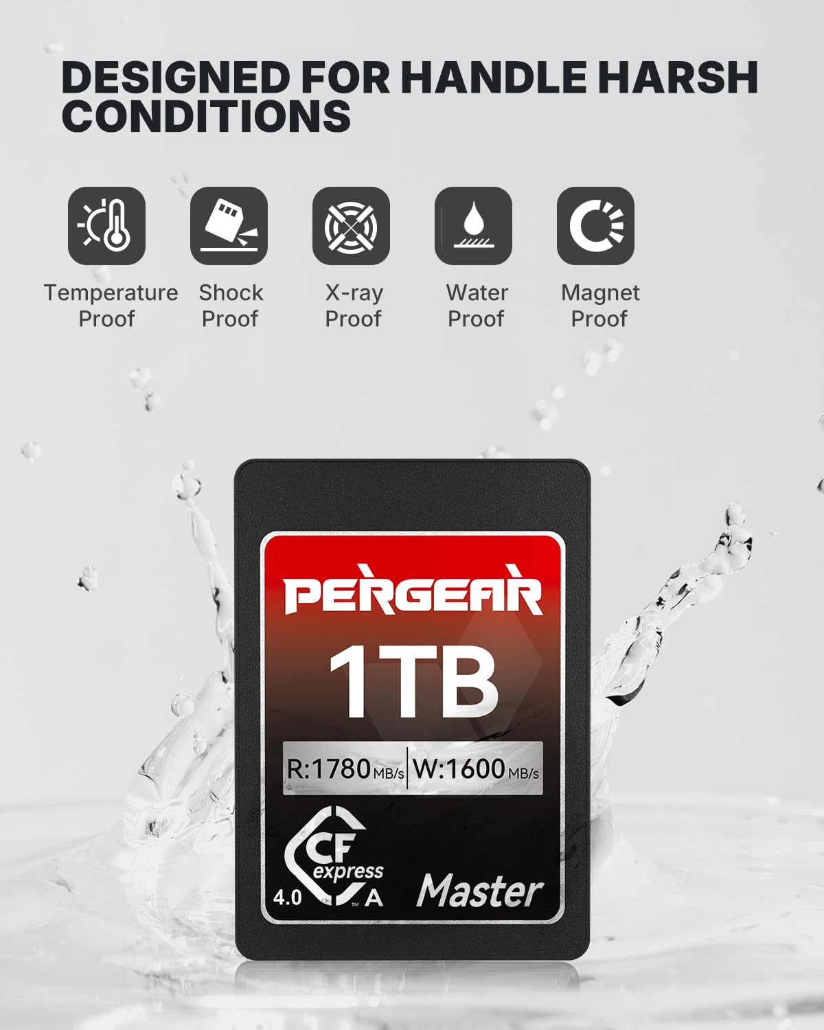 Pergear Scheda di memoria CFexpress 4.0 da 1 TB tipo A, fino a 1780 MB/s di velocità di lettura e 1600 MB/s di velocità di scrittura per 4K 120P, 8K 30P (Master Series), compatibile con fotocamere