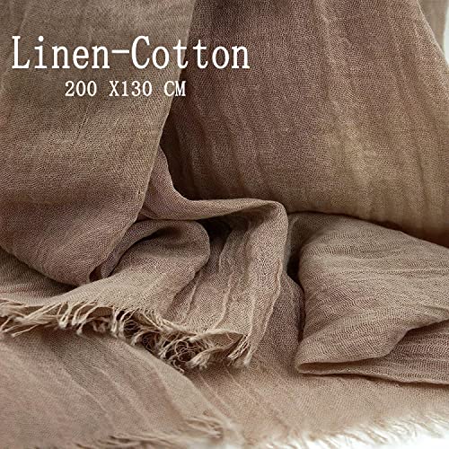 Womens Fashion Long Scarf Linen-Cotton Pure Color Large Soft Scarves Shawl Beautiful Shawl Wrap for Beach 200 X130 CM2