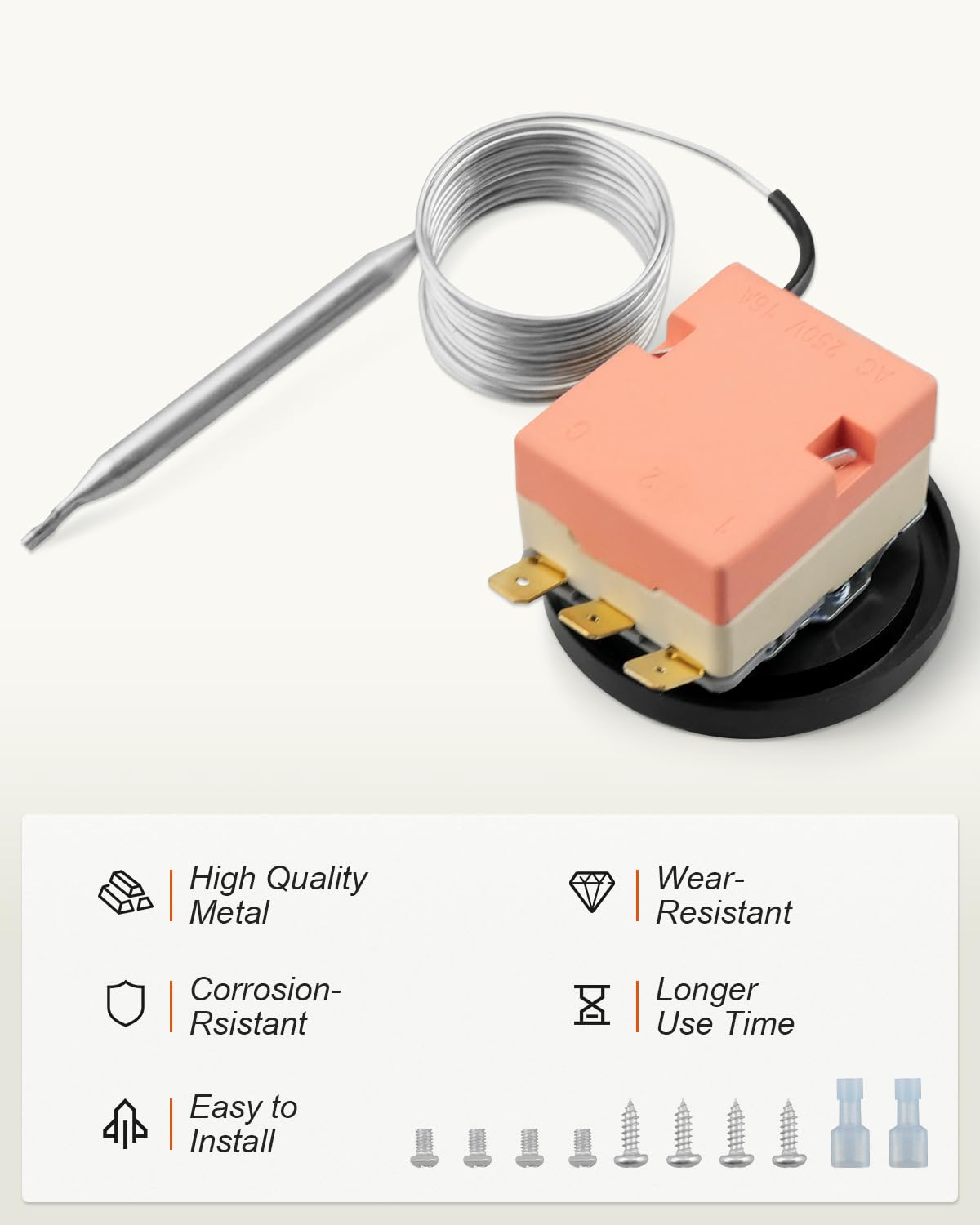 32-248'F Adjustable Electric Radiator Cooling Fan Thermostat Switch with Stainless Temperature Control Probe Sensor Kit for Automotive Car Truck RV