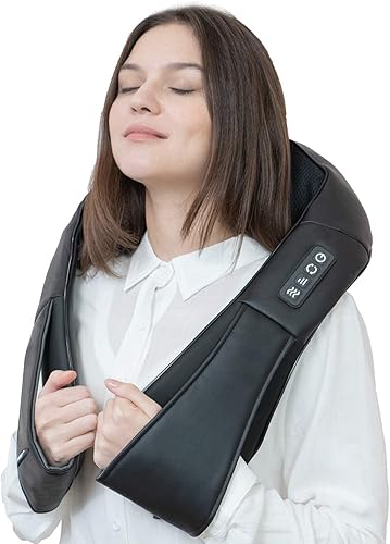 Miniatura 7 de Shiatsu - Masajeador de cuello y espalda con calor relajante masajeador de hombro eléctrico almohada masajeadora de cuello de automóvil para cuello