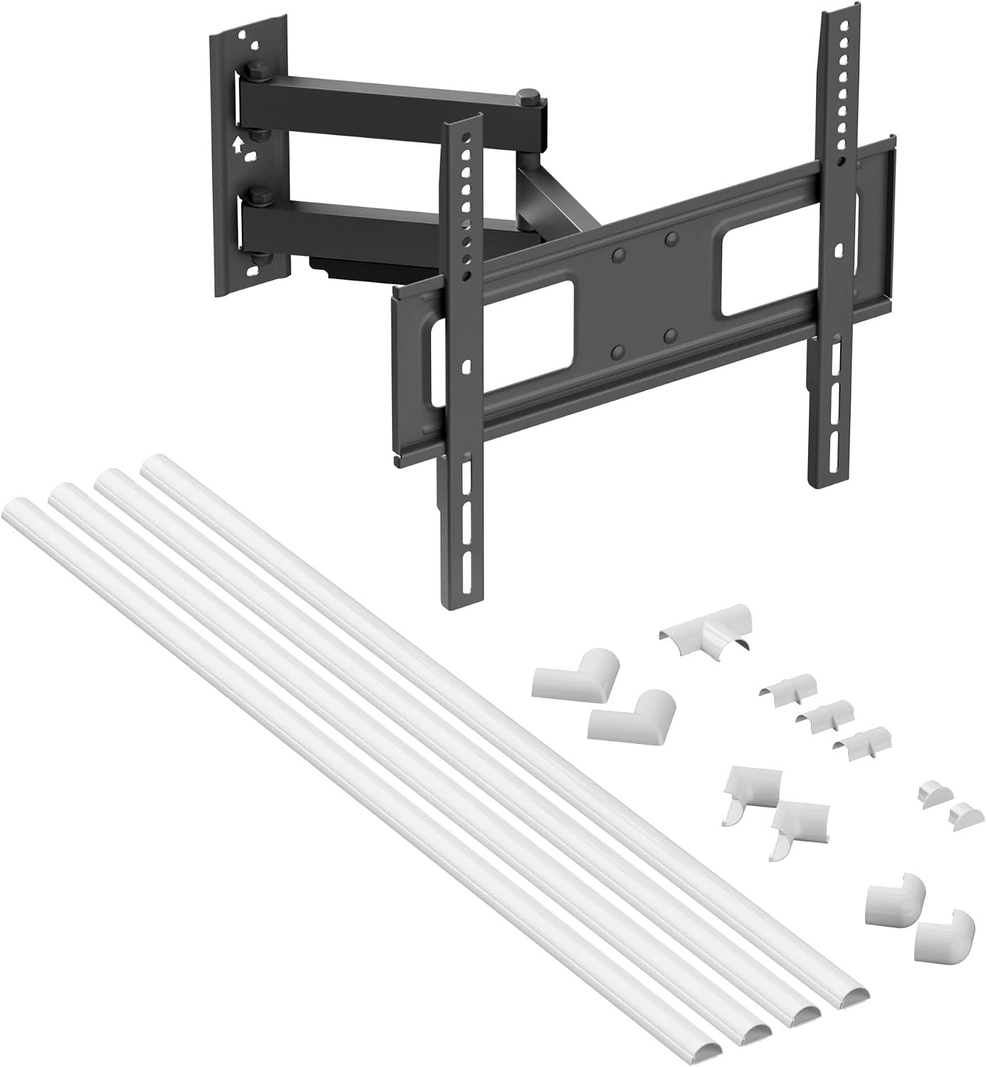 D-Line 157in Cord Cover Kit & D-Line Full Motion TV Wall Bracket for 32-70in TVs