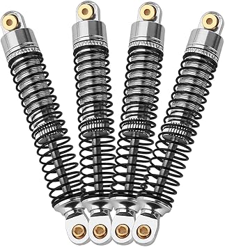 4pcs Aluminum Alloy Front and Rear Shock Absorber Spring Damper for LOSI Mini LMT 1/18 4X4 Brushed Monster Truck RTR LOS01026 Metal Upgrade Parts silver