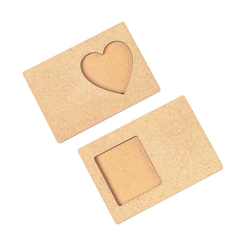 IVEI DIY MDF Wood Sheet Craft Magnet - Plain MDF Fridge Magnet Blanks Cutouts Set for Painting Wooden Sheet Craft, Decoupage, Resin Art Work & Decoration (Photo Frames x 2)