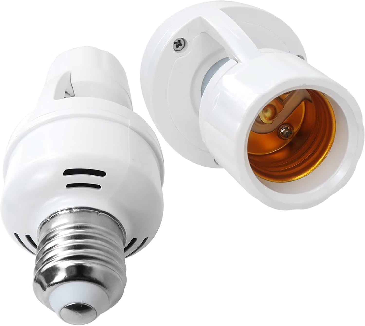 Updated 2 Packs Motion Sensor Light Sockets, Adjustable Bulb Socket Adapter E26/E27 Light Sockets, Add Motion Sensor to an Existing Light Simply Screw in by JRSHOME