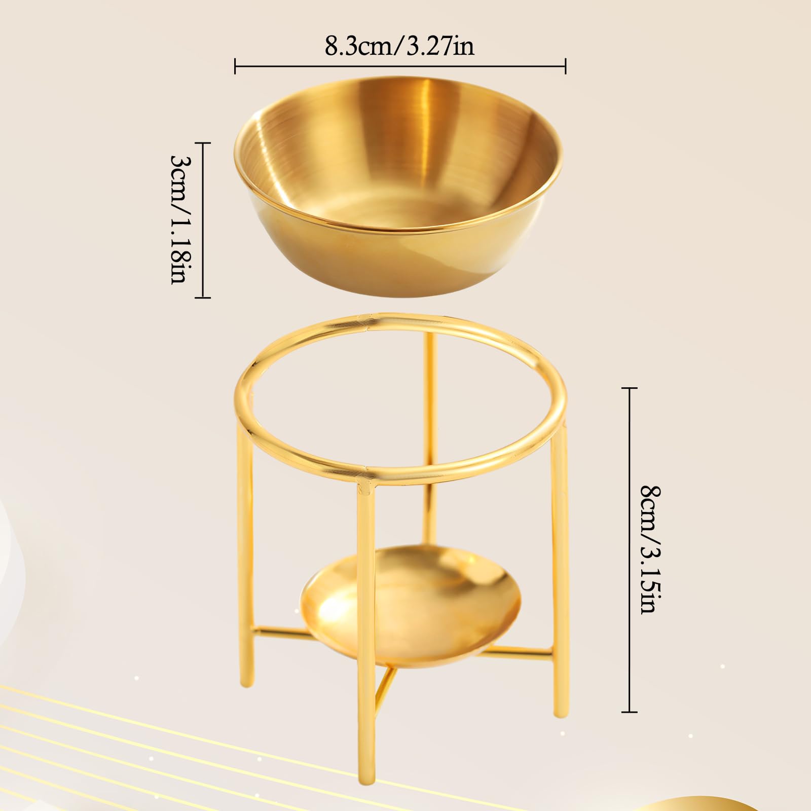 Essential Oil Burner With Quadripod Base - Ceramic, Gold Finish, Stress Relief & Home Decor
