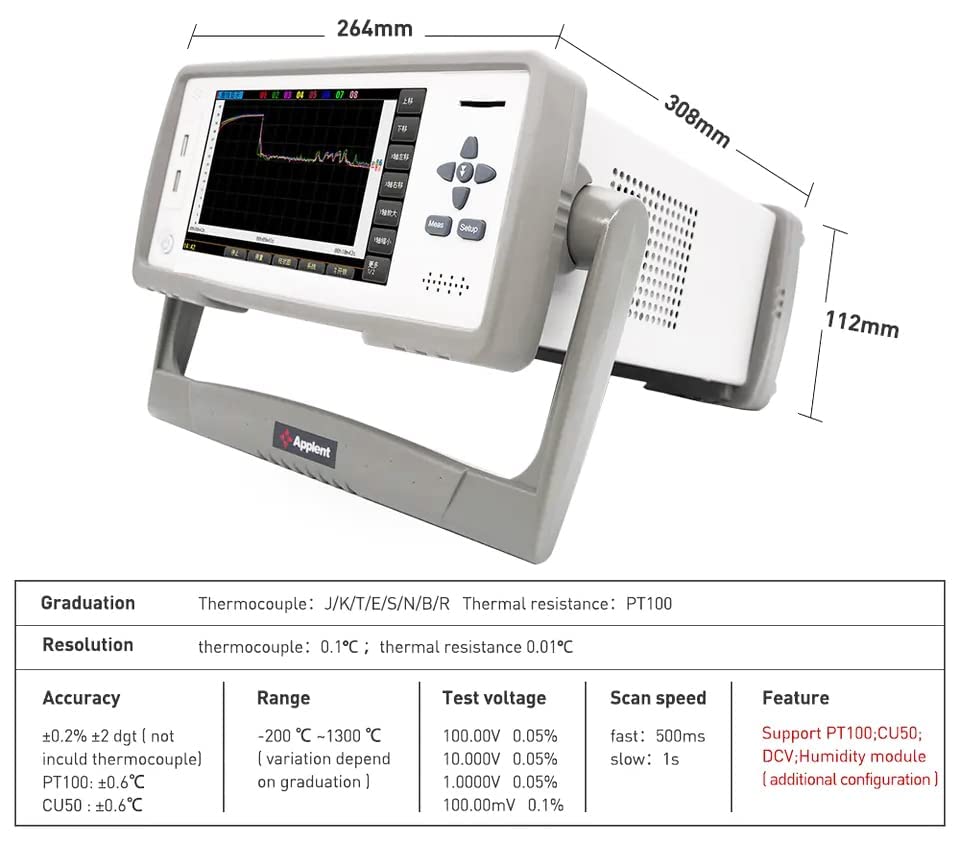 Thermocouple Thermometer 24 Channel Temperature Meter Tester Instrument Industrial Temperature Datalogger with Accuracy 0.2%+1℃ Resolution 0.1℃