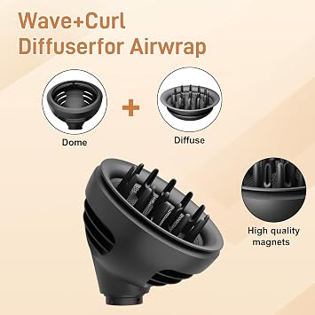 Wave and Curl Diffuser for Dyson Airwrap Attachment, Upgraded Hair Diffuser with Two Airflow Modes for Dyson Airwrap HS01 HS05, Diffuser Attachment for Curly and Coil Hair