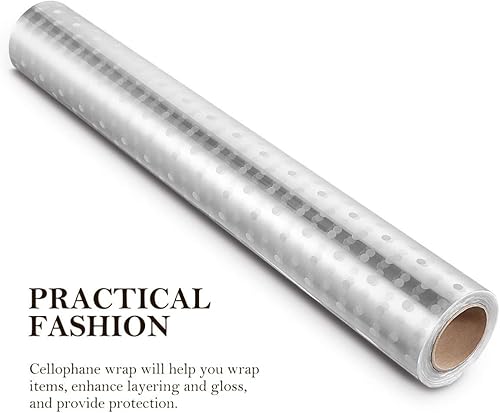 Miniatura 9 de NUOBESTY Rollo de envoltura de celofán con patrón de puntos blancos transparentes para floristería, envoltorios de regalo, papel de embalaje para