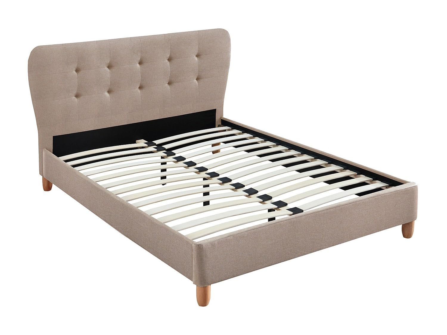 Vente-unique - Letto 160 x 200 cm con testata trapuntata Tessuto Beige + Materasso - ELIDE