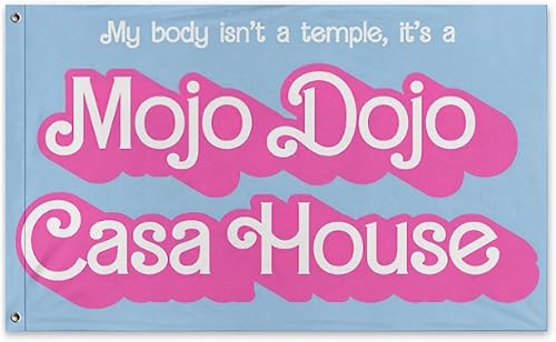 Divertida bandera de meme con texto en inglés My Body Isn't a Temple It's a Mojo Dojo para casa o casa, para colgar en la pared, para dormitorio disponible en Yaxa Peru