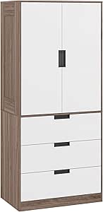 Penderie Vetement 70x40x170cm Avec 4 Tiroirs Et Tringle - Armoire Chambre Rangement Adulte/enfant, Design Minimaliste, Blanc - Montage Simple