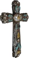 Vista 3 de Ebros Gift Patrones ornamentados florales rústicos de turquesa del suroeste con estrella solitaria occidental concho cruz de pared crucifijo