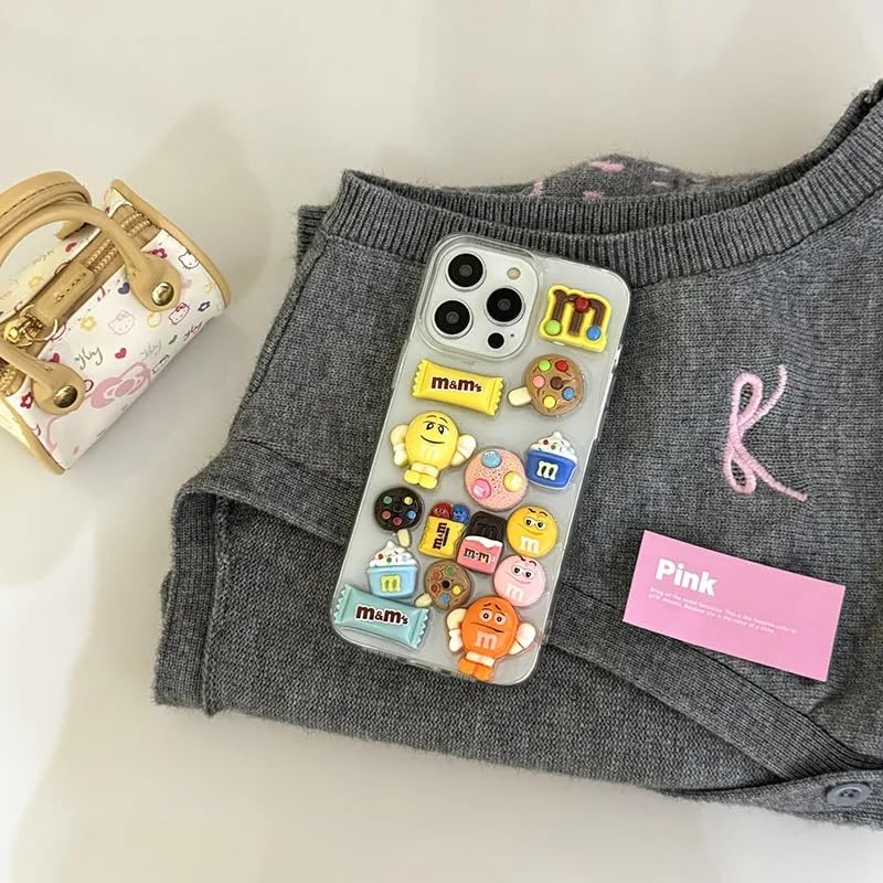 Image of Case Creation for iPhone 14 Plus 3D Cartoon Candy Hot Chocolate Phone Case, Luxury Sugar Coated Embossed Funny Fashion Glitter Cute Colorful Epoxy Hard Mobile Cover for Apple iPhone 14 Plus (Clear)
