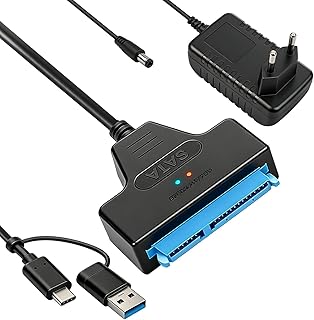 Aivane SATA to USB 3.0 Cable for 2.5 and 3.5 Inch SSD/HDD Adapter, 5 Gbps SATA USB Adapter with 12V Power Adapter, Compatible with External and Internal Hard Drives, Windows, Linux, Mac
