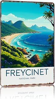 Freycinet travel print Vintage Poster Home Decor Countries City Attraction Travel Scenery,For Living Room, Bedroom, Office, Restaurant,Metal Sign Wall Art 8 X 12 Inch
