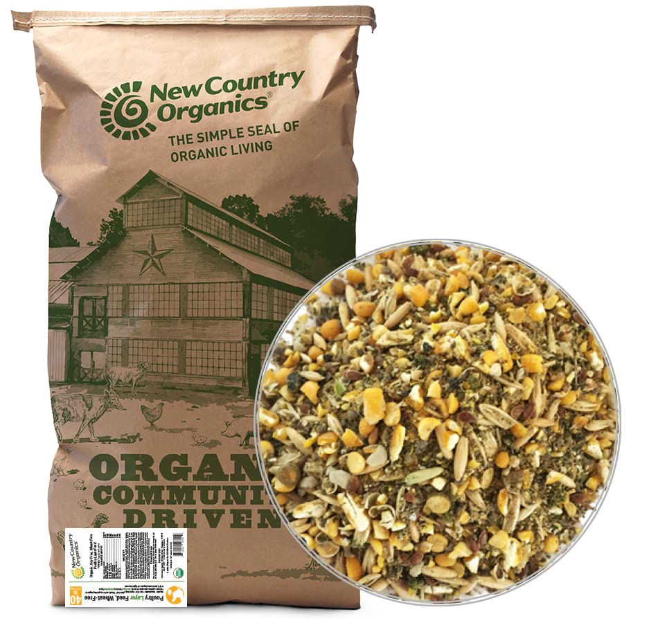 New Country Organics | Wheat-Free Chicken Feed 40lbs | Layer Feed for Laying Hens | Gluten-Free and Soy-Free | 17% Protein | Certified Organic and Non-GMO Chicken Food | 40 lbs
