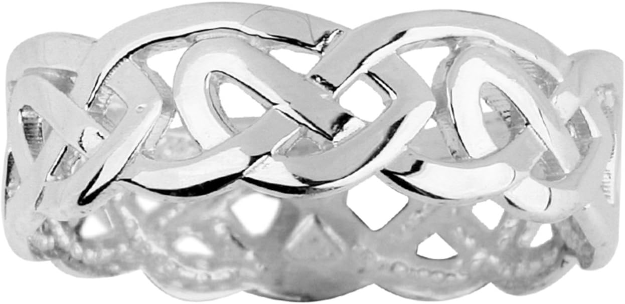 Stunning Sterling Silver Celtic Wedding Band Trinity Knot Eternity Ring