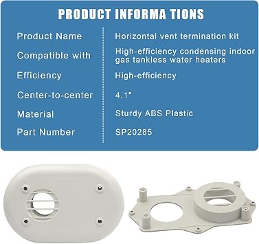 SP20285 Horizontal Vent Termination Kit for Tankless Gas Water Heater,With Screws (2 inch),High Efficiency Furnace,Suitable For Outside Wall