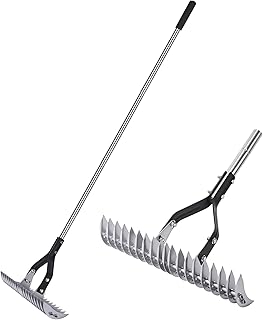 YEELOR Thatch Rake - 15-Inch Wide Adjustable Handle Thatching Rakes