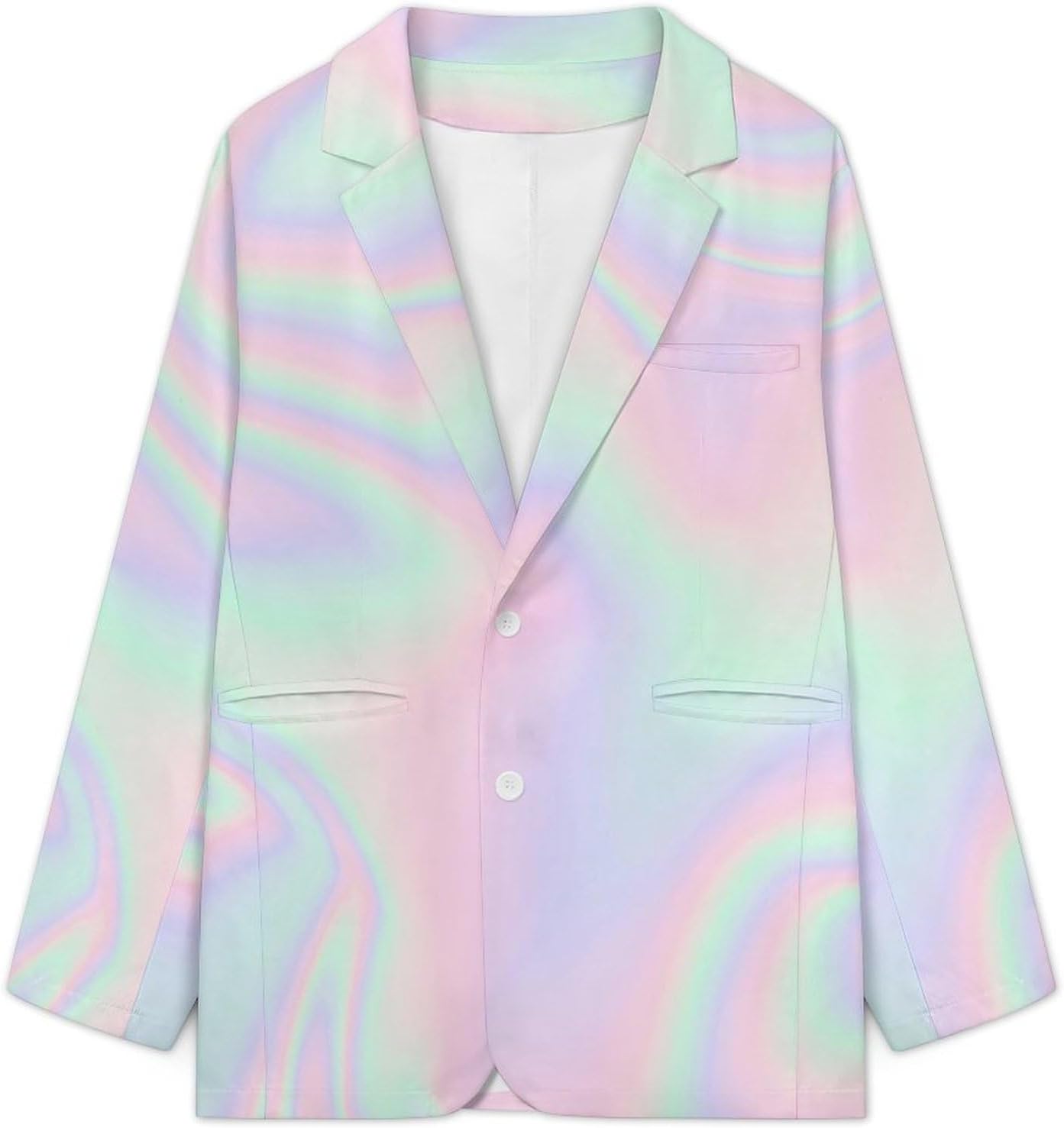 Pastel Holographic Foil Men's Blazer Casual Suit Jackets Business Button Sport Coats