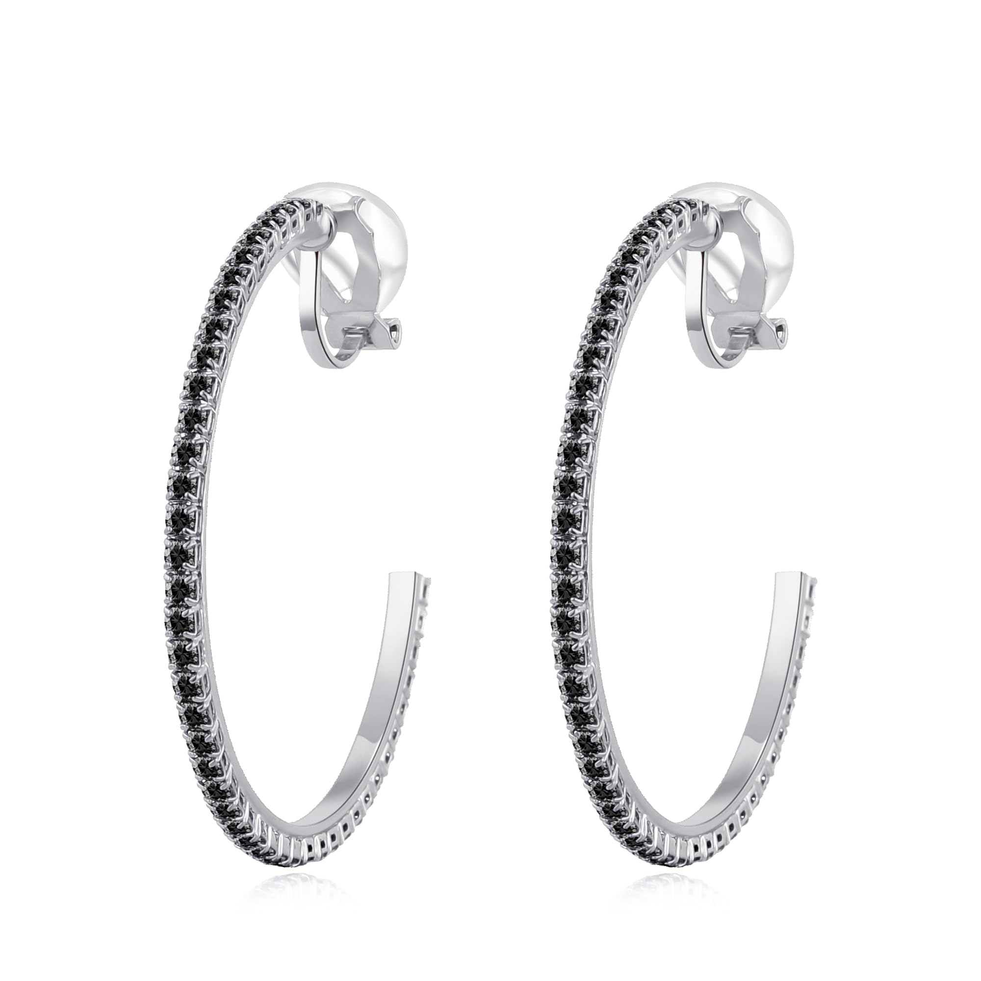 YOQUCOL 4.3CM(1.7in) Clip On Hoop Earrings Cubic Zirconia Non Pierced Ears Hoops for Women