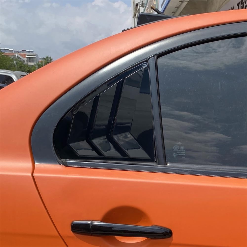 for Mitsubishi Lancer 2008-2017 Exterior Rear Back Side Window Scoop Louver Decorative Cover Trim ABS Car Accessories 2pcs (Glossy Black)