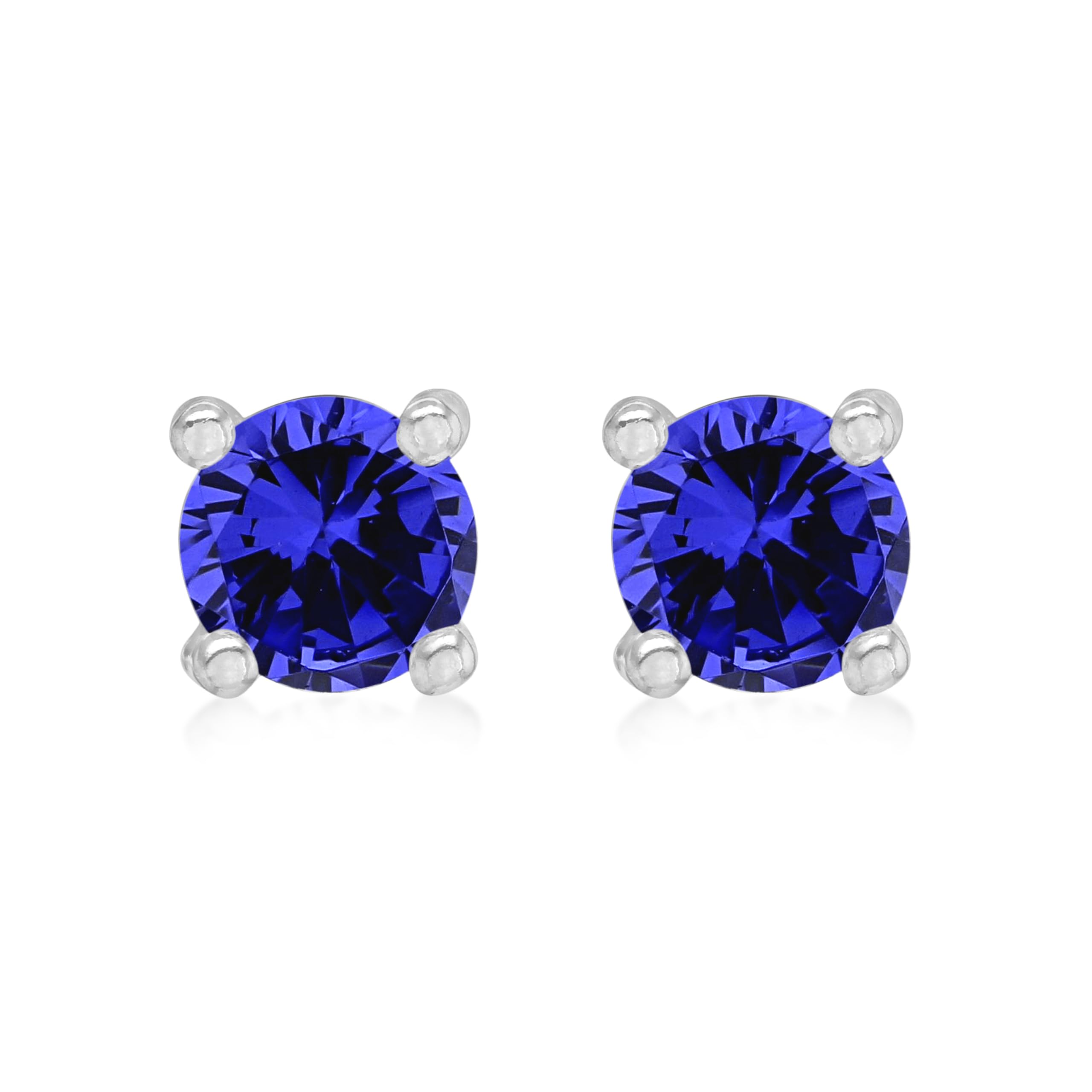Amazon Essentials Sterling Silver Rhodium Plated Tanzanite CZ December Birthstone Stud Earrings