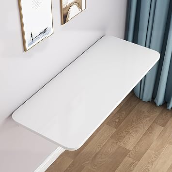 Wall Mounted Drop Leaf Table Perfect for Small Spaces Foldable Hanging Workbench PC Dining Bar Computer Laptop Desk White 50 * 40cm