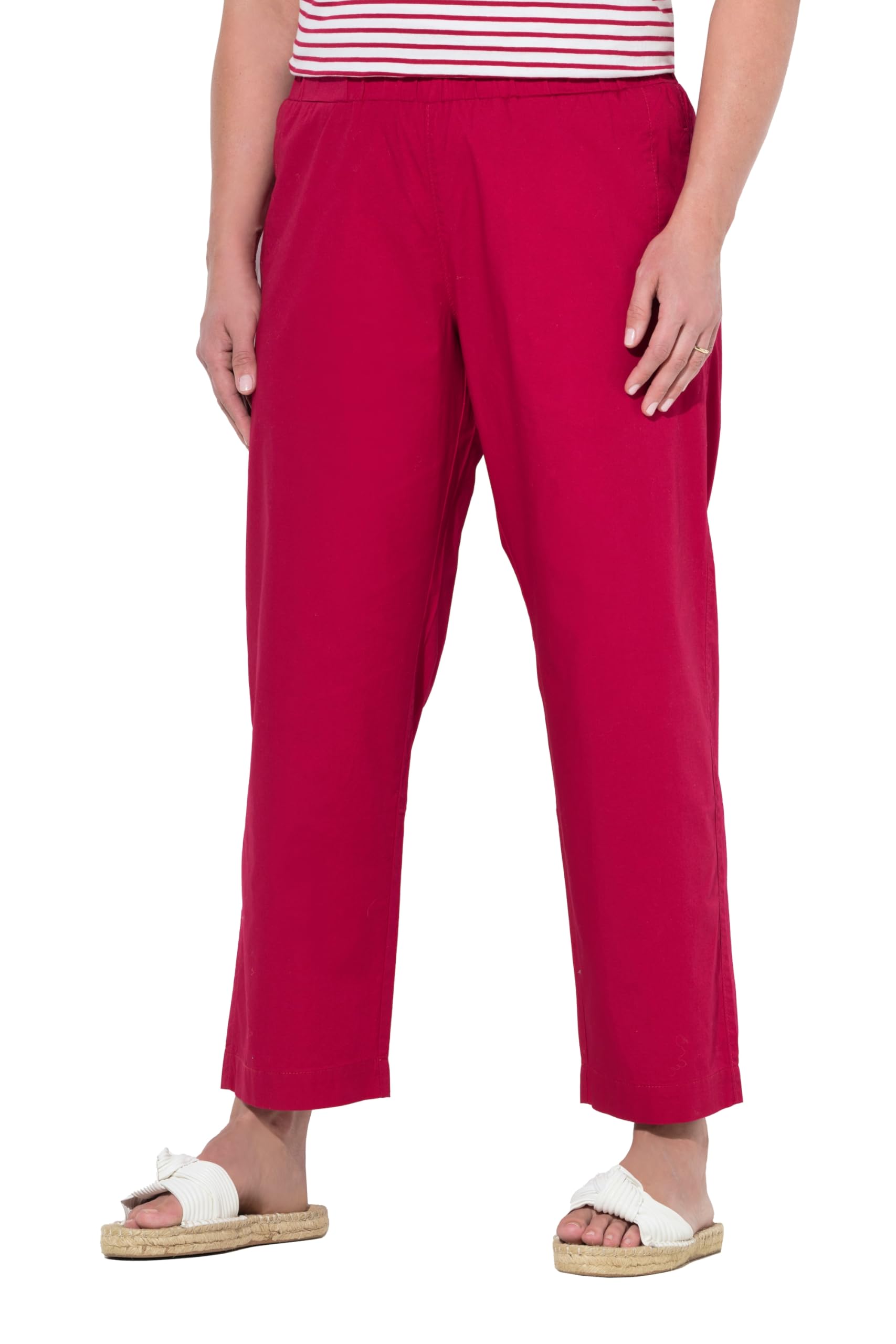 Ulla Popken Damen große Größen Übergrößen Plus Size 7/8-Chinohose Ruby, Elastikbund, weites, gerades Bein 807123