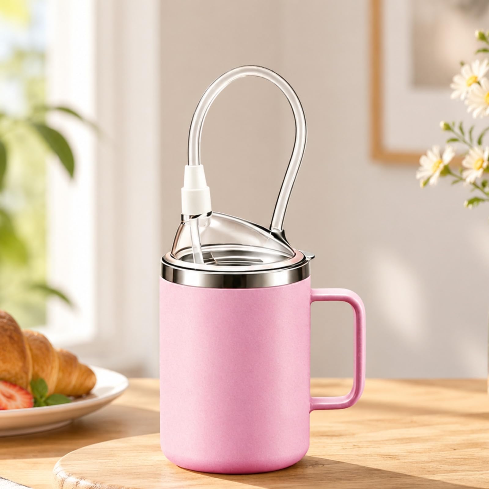 Cuidado Ergonómico | Térmico, Vaso para Convalecientes, sellado, con sorbete, Recuperación Médica, Hospitales, Cuidadores, Negro