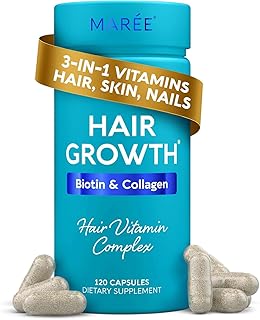 MAREE Hair Growth Vitamins - Faster Thicker Hair Growth Products - Biotin & Collagen Complex Hair Growth Supplements - Hair Vitamins for Hair Loss for Women & Men - Vitaminas Para El Cabello 120 Pills
