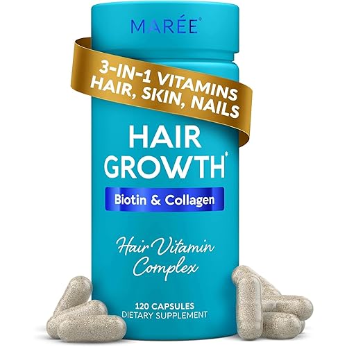 MAREE Hair Growth Vitamins - Faster Thicker Hair Growth Products - Biotin & Collagen Complex Hair Growth Supplements - Hair Vitamins for Hair Loss for Women & Men - Vitaminas Para El Cabello 120 Pills