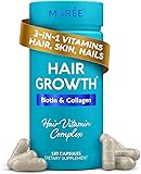 Hair Growth Vitamins - Faster Thicker Hair Growth Products - Biotin & Collagen Complex Hair Growth Supplements - Hair Vitamins for Hair Loss for Women & Men - Vitaminas Para El Cabello 120 Pills