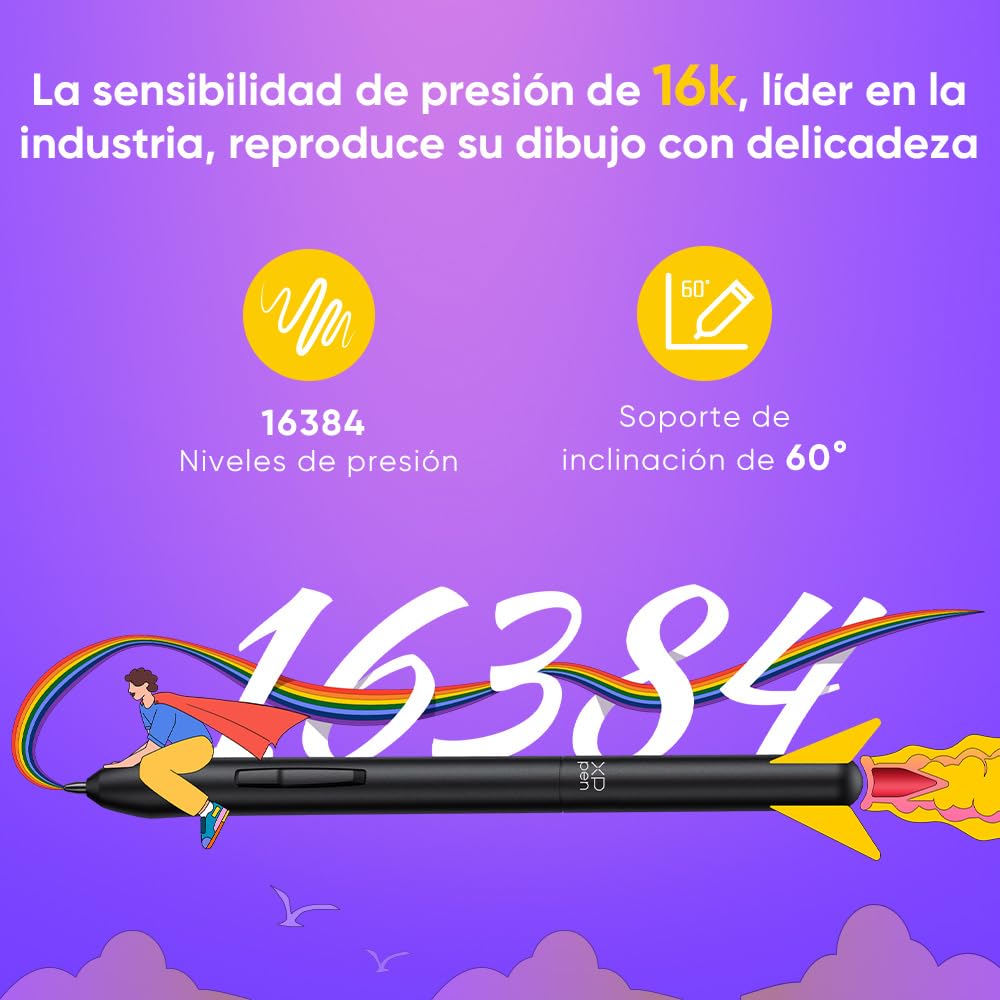 XPPen Deco 640 Tableta Gráfica Dibujo Digital con Lápiz 16384 Niveles de Presión 8 Teclas Personalizadas Virtuales, Tableta de Dibujo para OSU Compatible con Windows, macOS, Android, Chrome OS, Linux