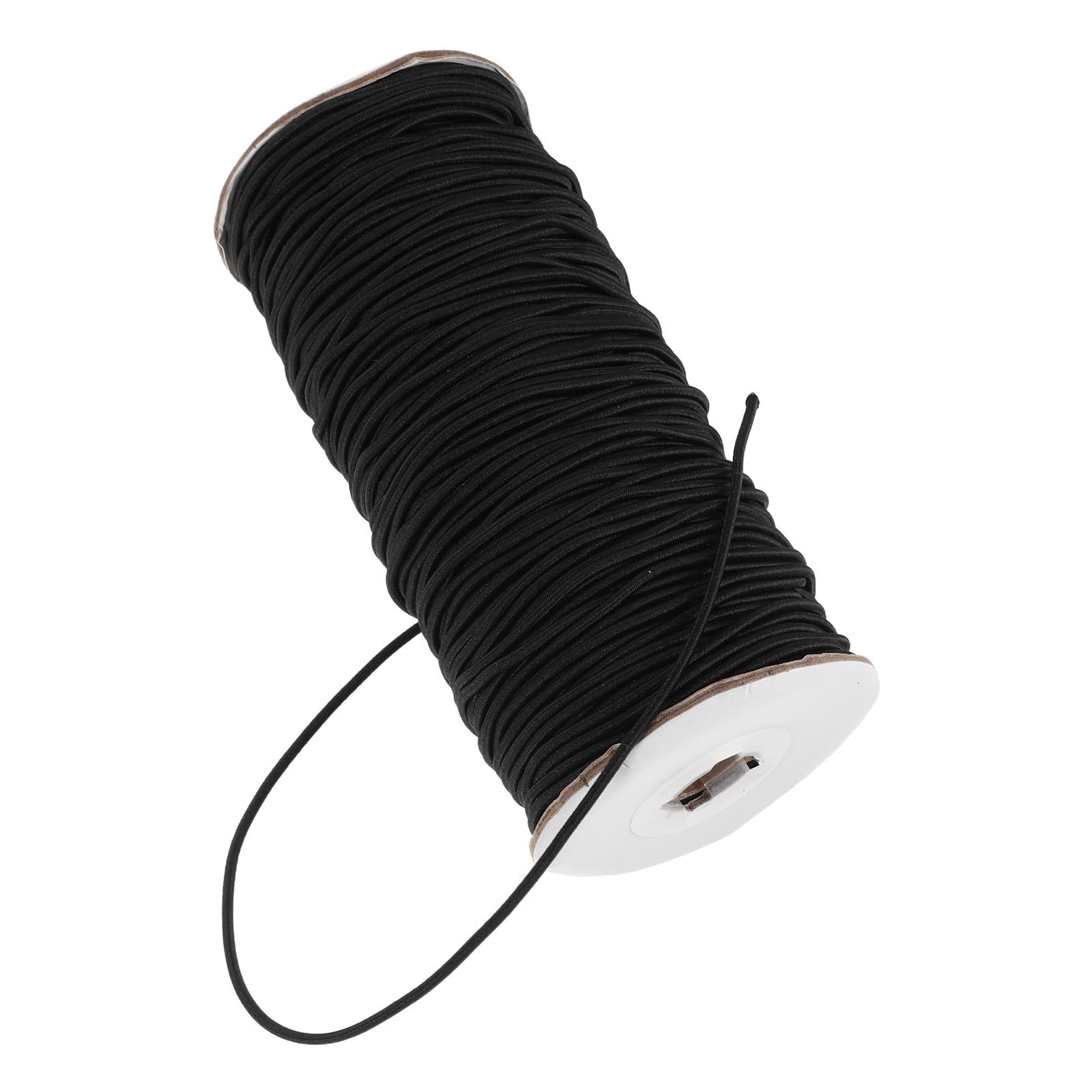 FRCOLOR Schwarzes Elastisches Rundgarn 3mm aus Polyester für Schmuckherstellung und Selbstgemacht Masken mit Glatter Oberfläche und Kratzfestem Stretchband