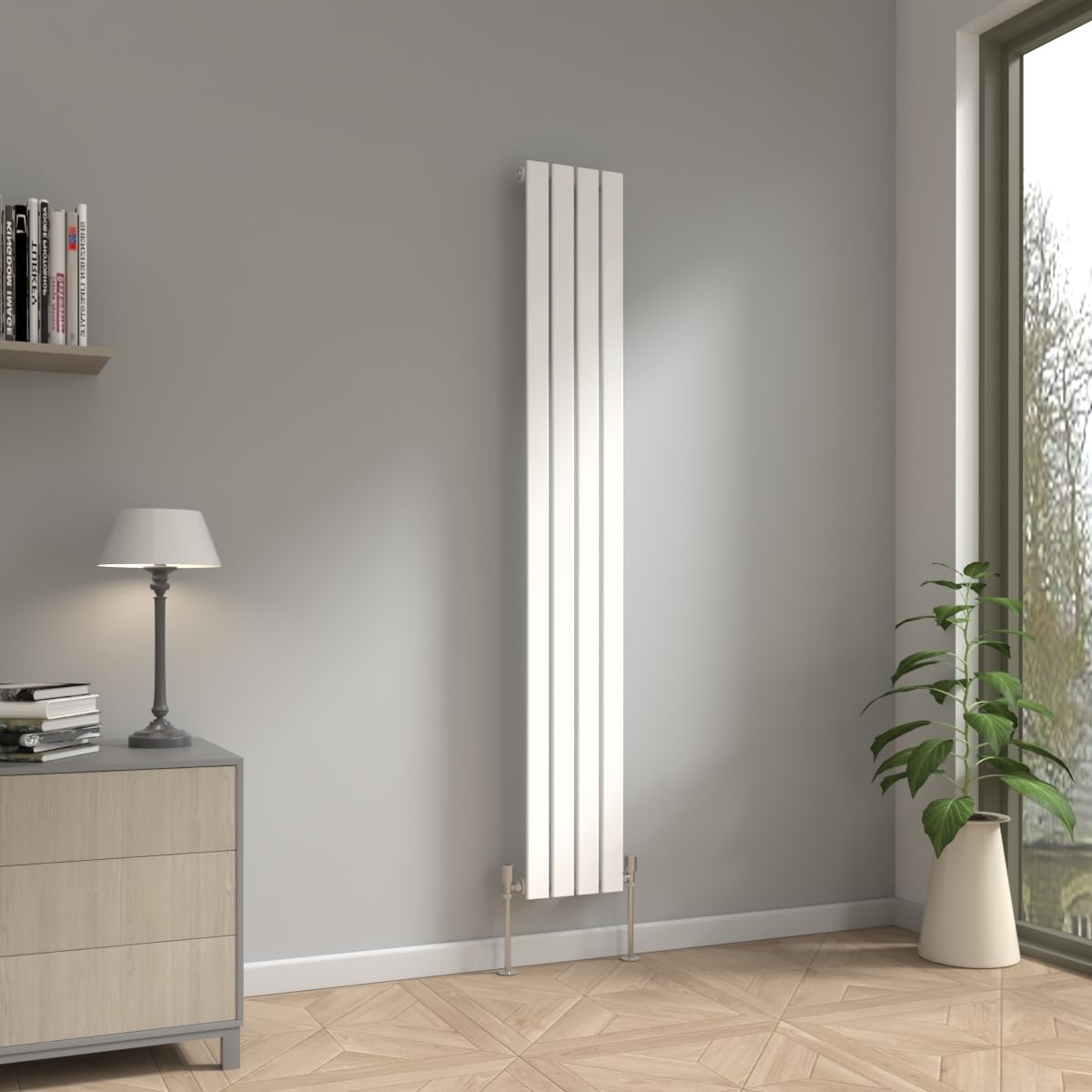 NRG 1800 x 272mm Vertical Radiator Gloss White Single Modern Flat Panel Bathroom Central Heating Heater Radiators